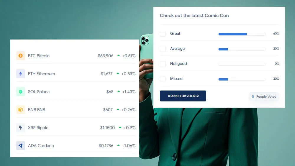 Ilustrasi widget dan susunan konten portal berita