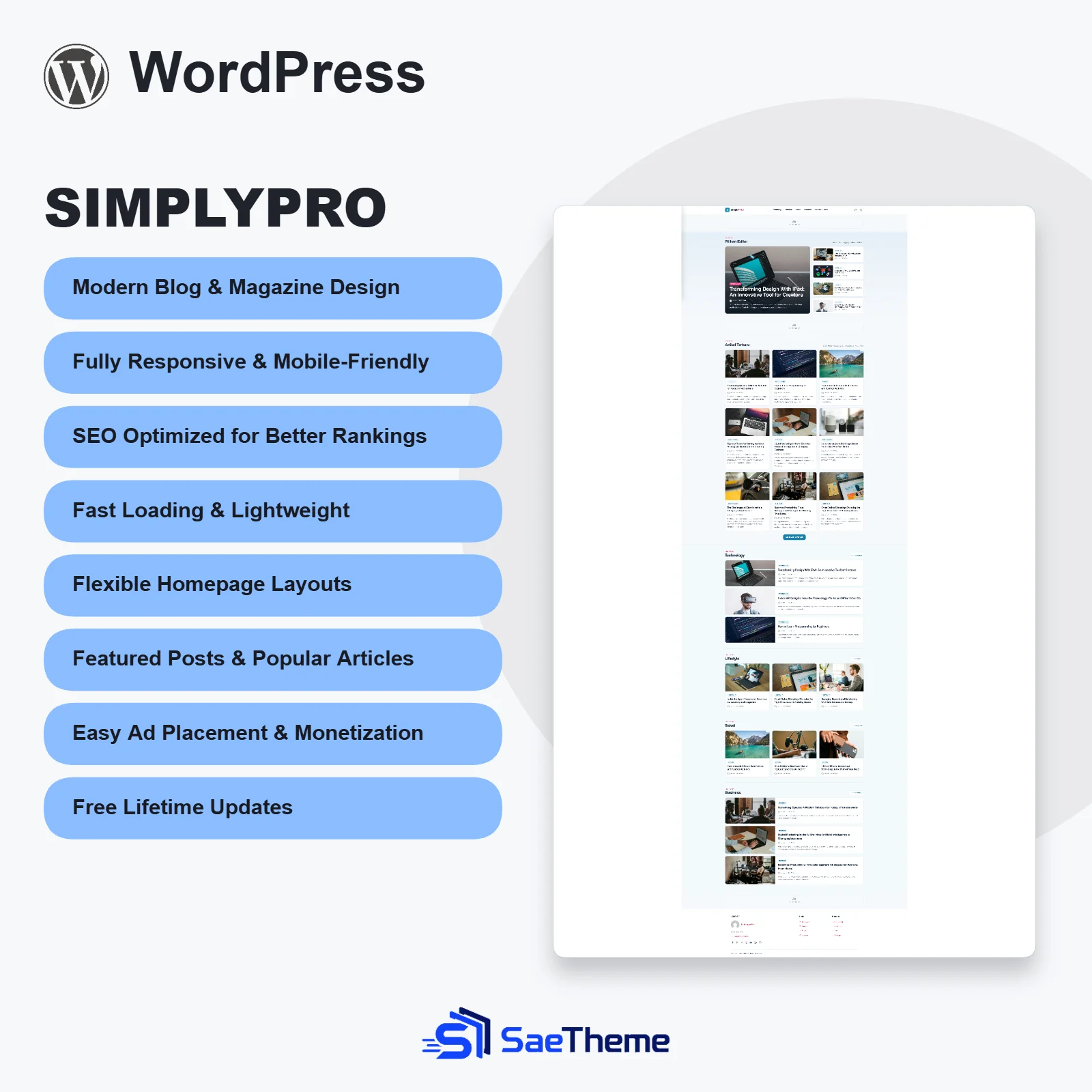 SimplyPRO Lightweight WordPress Blog & Magazine Theme