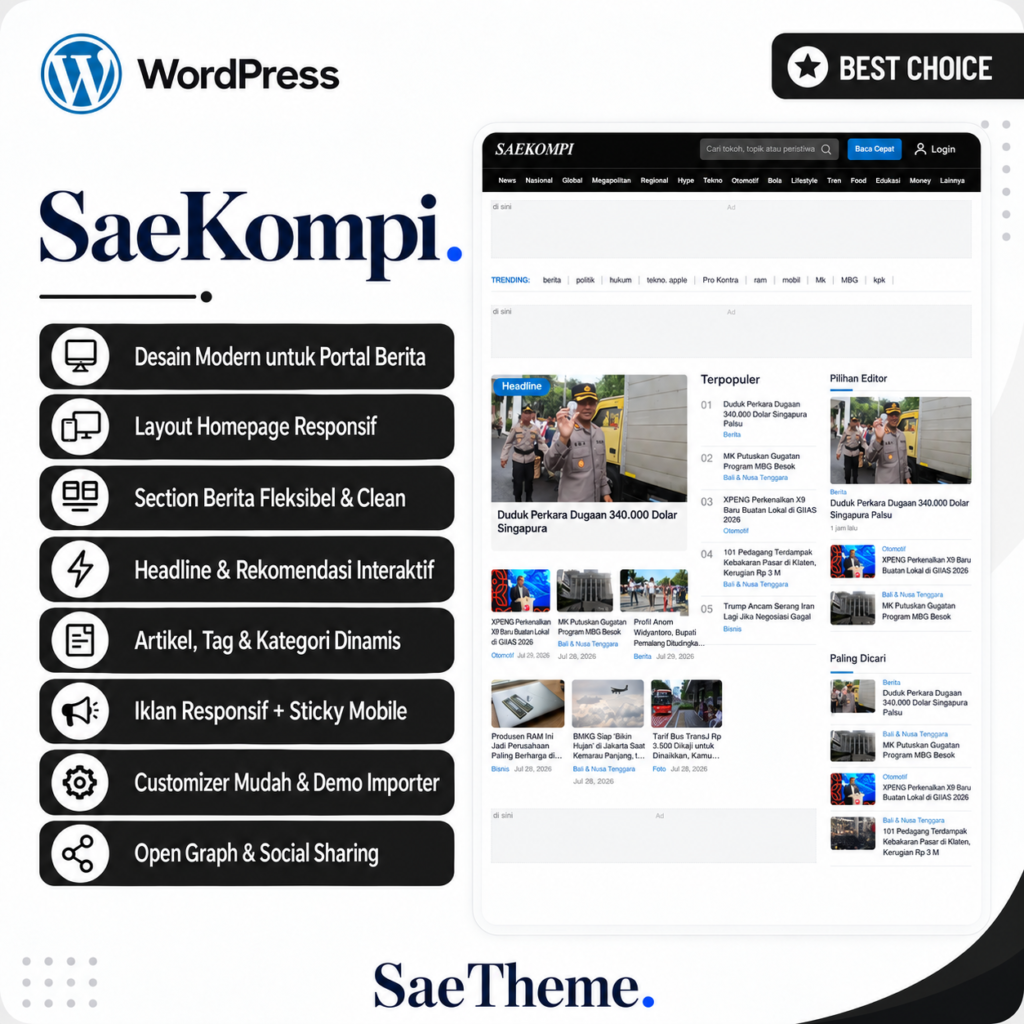 SaeKompi – Modern WordPress News Portal Theme