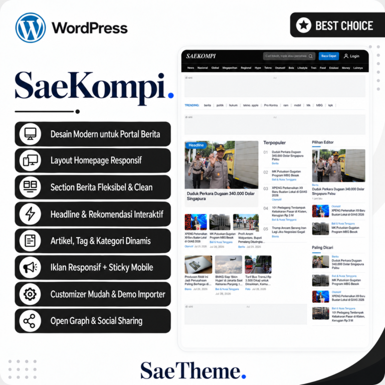 SaeKompi – Modern WordPress News Portal Theme