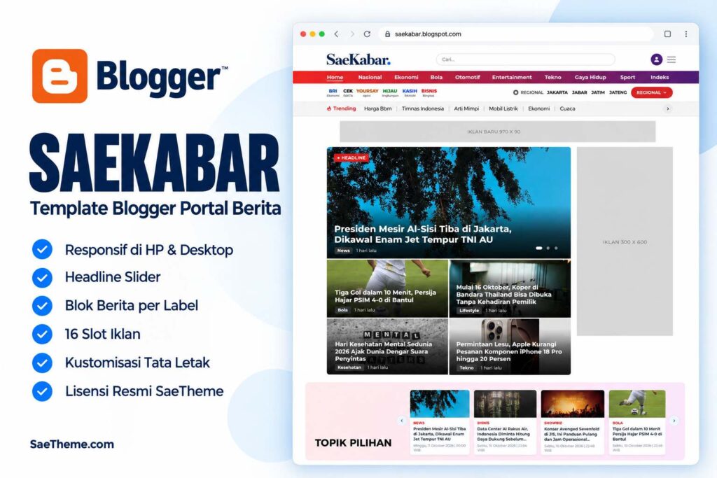SaeKabar — Template Blogger Portal News